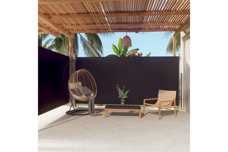 Infällbar sidomarkis 180x600 cm svart - Svart - Utemöbler - Solskydd - Markiser - Sidomarkis