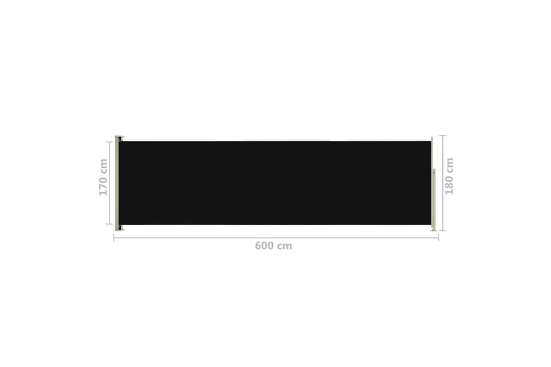 Infällbar sidomarkis 180x600 cm svart - Svart - Utemöbler - Solskydd - Markiser - Sidomarkis