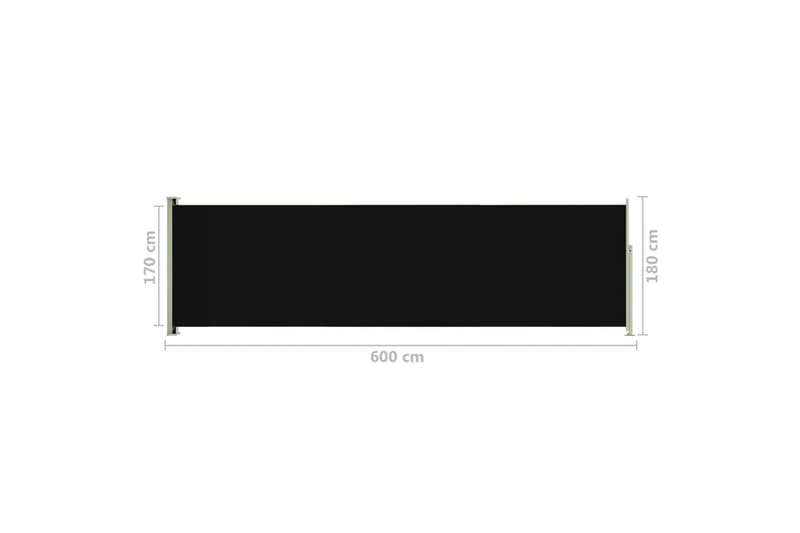 Infällbar sidomarkis 180x600 cm svart - Svart - Markiser - Sidomarkis - Skärmskydd & vindskydd