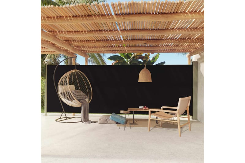 Infällbar sidomarkis 180x600 cm svart - Svart - Utemöbler - Solskydd - Markiser - Sidomarkis