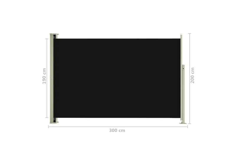 Infällbar sidomarkis 200x300 cm svart - Svart - Sidomarkis - Skärmskydd & vindskydd - Markiser