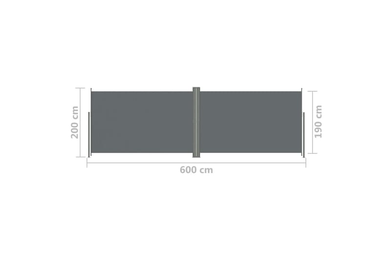 Infällbar sidomarkis 200x600 cm antracit - Grå - Utemöbler - Solskydd - Markiser - Sidomarkis