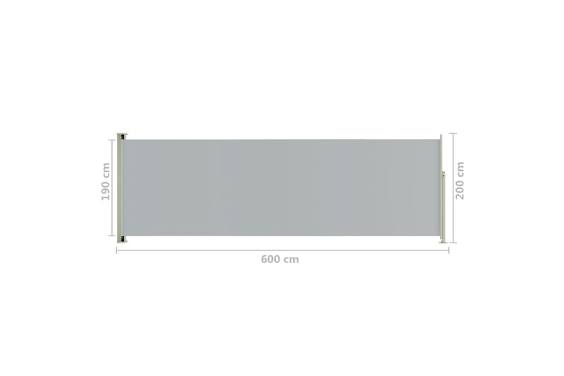 Infällbar sidomarkis 200x600 cm grå - Grå - Utemöbler - Solskydd - Markiser - Sidomarkis