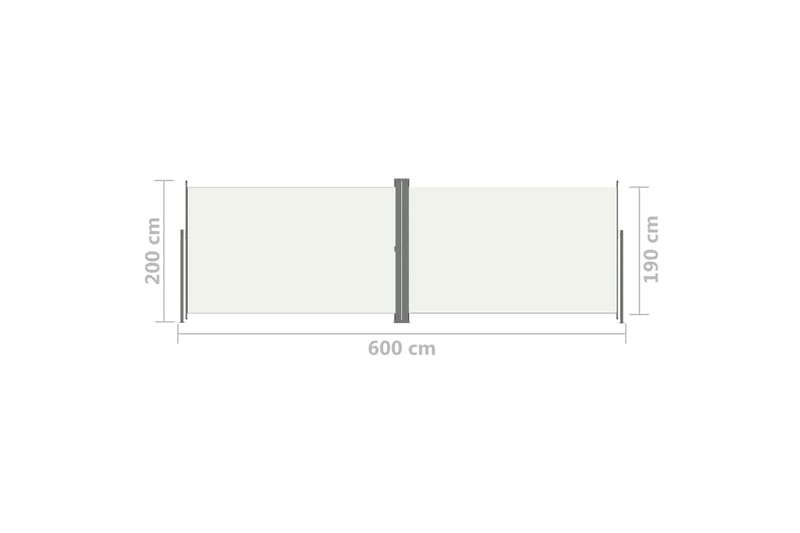 Infällbar sidomarkis 200x600 cm gräddvit - Vit - Utemöbler - Solskydd - Markiser - Sidomarkis