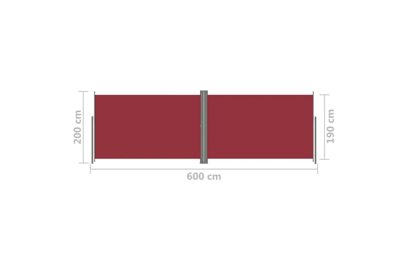Infällbar sidomarkis 200x600 cm röd - Röd - Utemöbler - Solskydd - Markiser - Sidomarkis