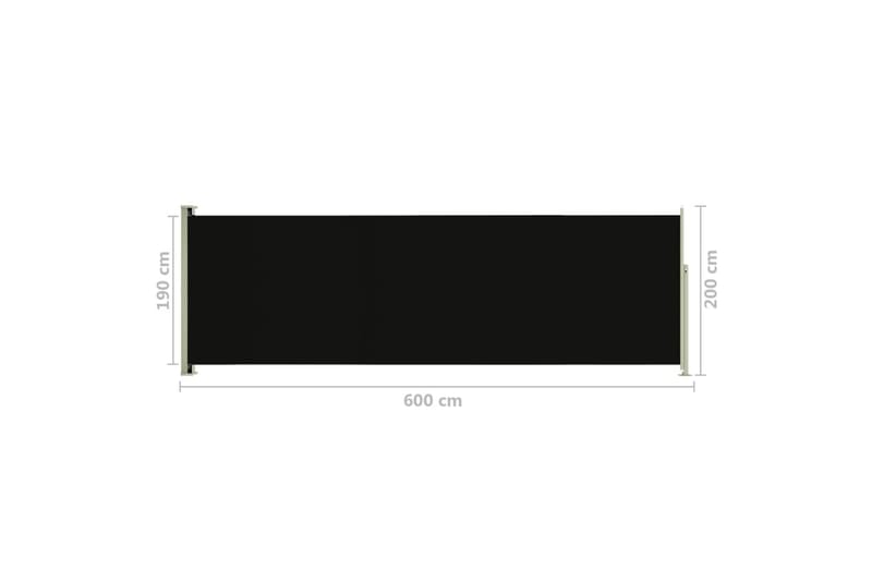 Infällbar sidomarkis 200x600 cm svart - Svart - Utemöbler - Solskydd - Markiser - Sidomarkis