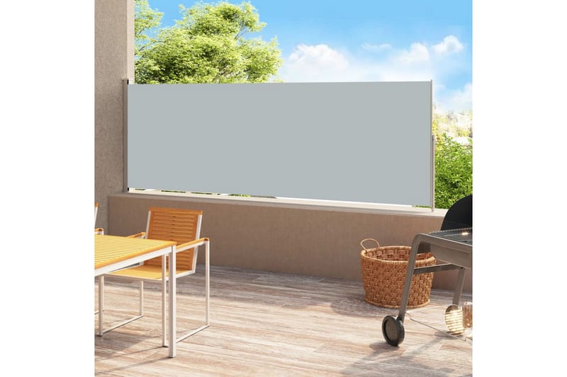 Infällbar sidomarkis 220x500 cm grå - Grå - Utemöbler - Solskydd - Markiser - Sidomarkis