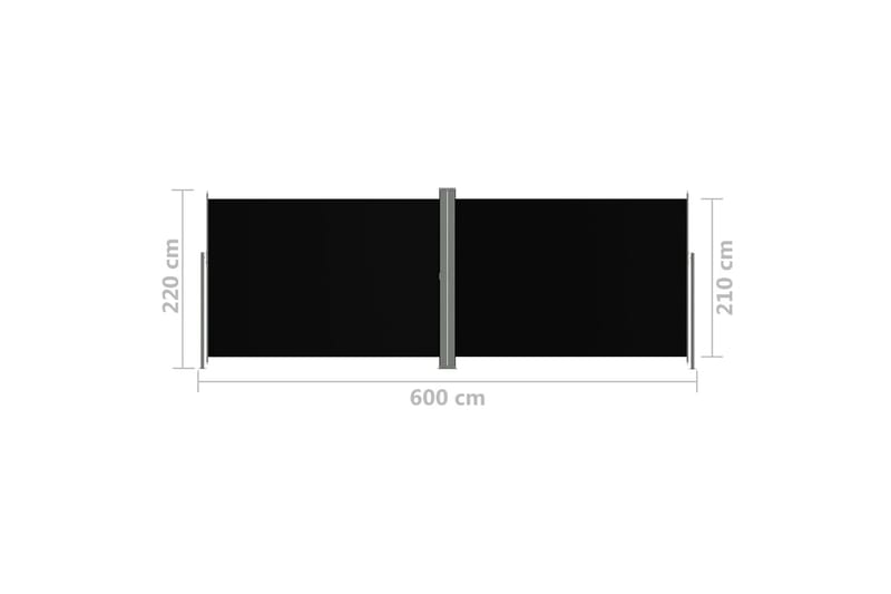 Infällbar sidomarkis 220x600 cm svart - Svart - Sidomarkis - Skärmskydd & vindskydd - Markiser