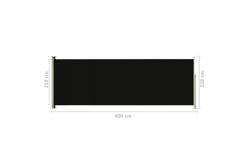 Infällbar sidomarkis 220x600 cm svart - Svart - Sidomarkis - Skärmskydd & vindskydd - Markiser