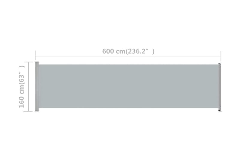 Infällbar sidomarkis 600x160 cm grå - Grå - Sidomarkis - Skärmskydd & vindskydd - Markiser