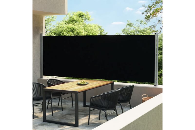 Infällbar sidomarkis 600x160 cm svart - Svart - Utemöbler - Solskydd - Markiser - Sidomarkis