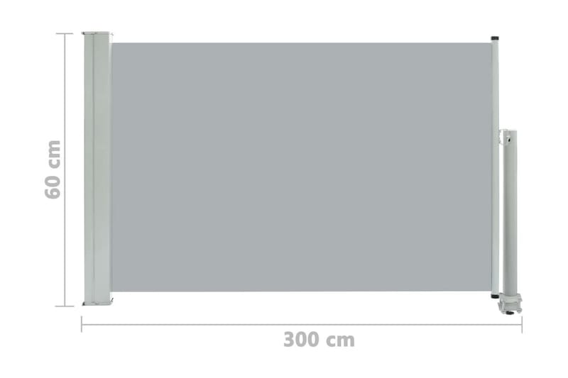 Infällbar sidomarkis 60x300 cm grå - Grå - Utemöbler - Solskydd - Markiser - Sidomarkis