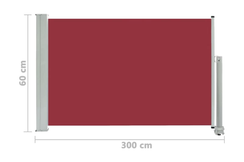 Infällbar sidomarkis 60x300 cm röd - Röd - Utemöbler - Solskydd - Markiser - Sidomarkis