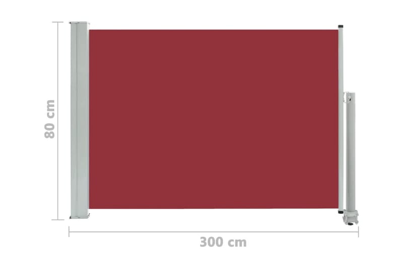 Infällbar sidomarkis 80x300 cm röd - Röd - Sidomarkis - Skärmskydd & vindskydd - Markiser