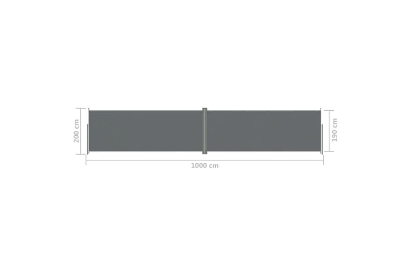 Infällbar sidomarkis antracit 200x1000 cm - Grå - Utemöbler - Solskydd - Markiser - Sidomarkis