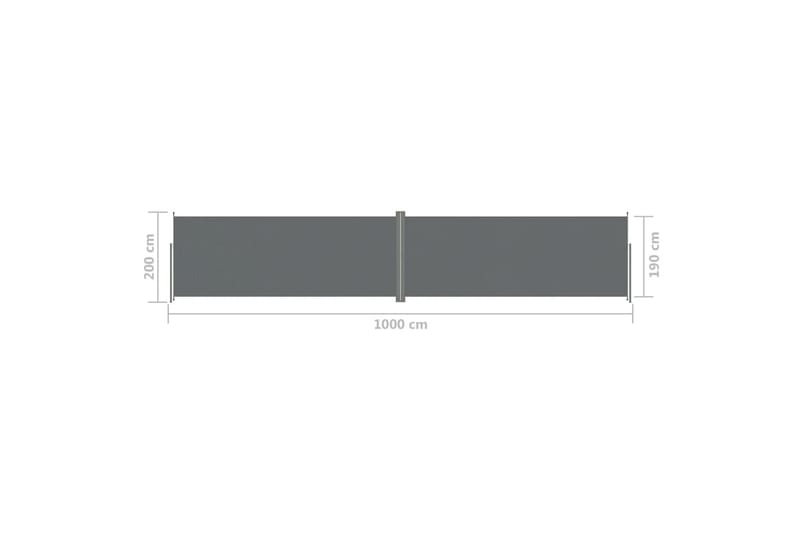 Infällbar sidomarkis antracit 200x1000 cm - Grå - Markiser - Sidomarkis - Skärmskydd & vindskydd