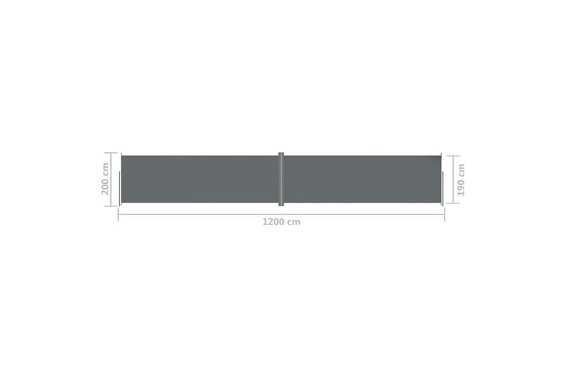 Infällbar sidomarkis antracit 200x1200 cm - Grå - Utemöbler - Solskydd - Markiser - Sidomarkis