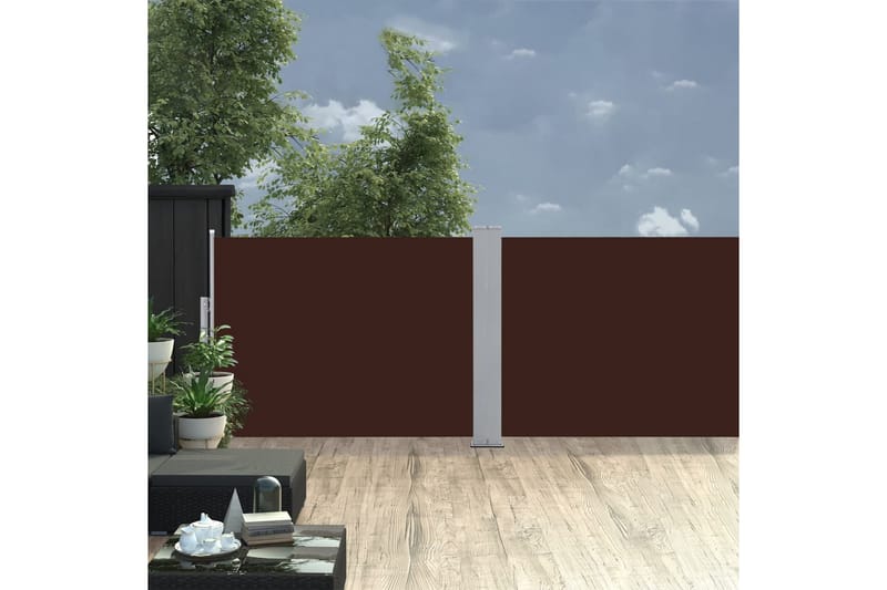 Infällbar sidomarkis brun 120x1000 cm - Brun - Utemöbler - Solskydd - Markiser - Sidomarkis