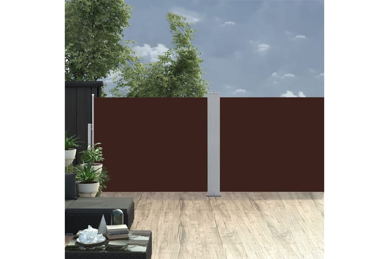 Infällbar sidomarkis brun 140x1000 cm - Brun - Utemöbler - Solskydd - Markiser - Sidomarkis