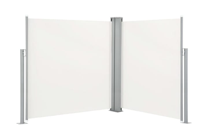 Infällbar sidomarkis dubbel 170x600 cm gräddvit - Vit - Markiser - Sidomarkis - Skärmskydd & vindskydd