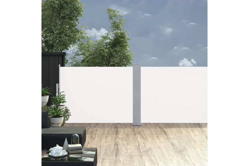 Infällbar sidomarkis gräddvit 100x1000 cm - Vit - Utemöbler - Solskydd - Markiser - Sidomarkis