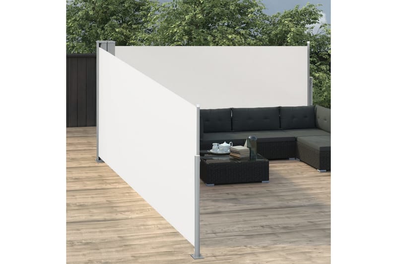 Infällbar sidomarkis gräddvit 120x1000 cm - Vit - Utemöbler - Solskydd - Markiser - Sidomarkis