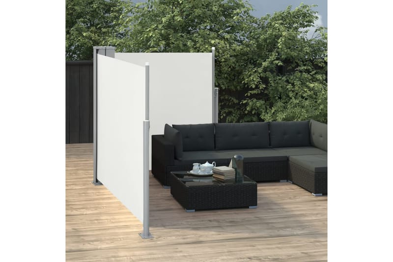 Infällbar sidomarkis gräddvit 120x600 cm - Vit - Utemöbler - Solskydd - Markiser - Sidomarkis