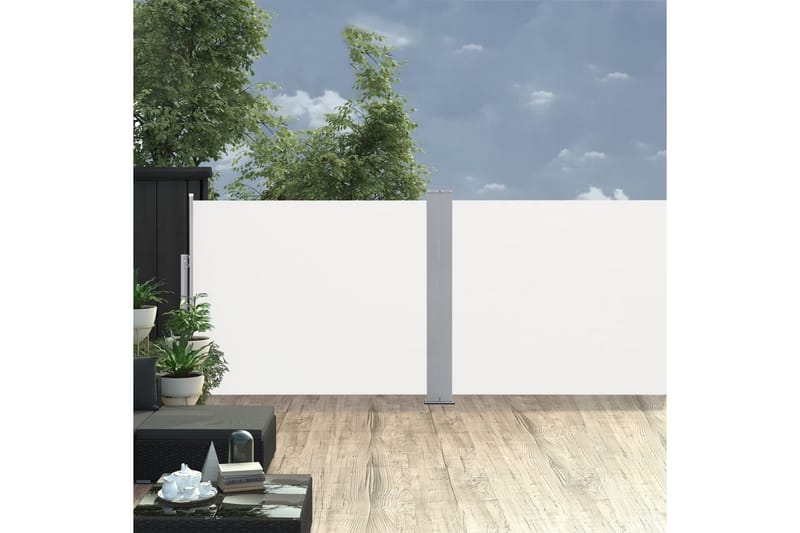 Infällbar sidomarkis gräddvit 140x1000 cm - Vit - Utemöbler - Solskydd - Markiser - Sidomarkis