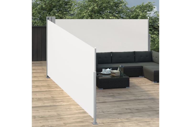 Infällbar sidomarkis gräddvit 140x1000 cm - Vit - Utemöbler - Solskydd - Markiser - Sidomarkis