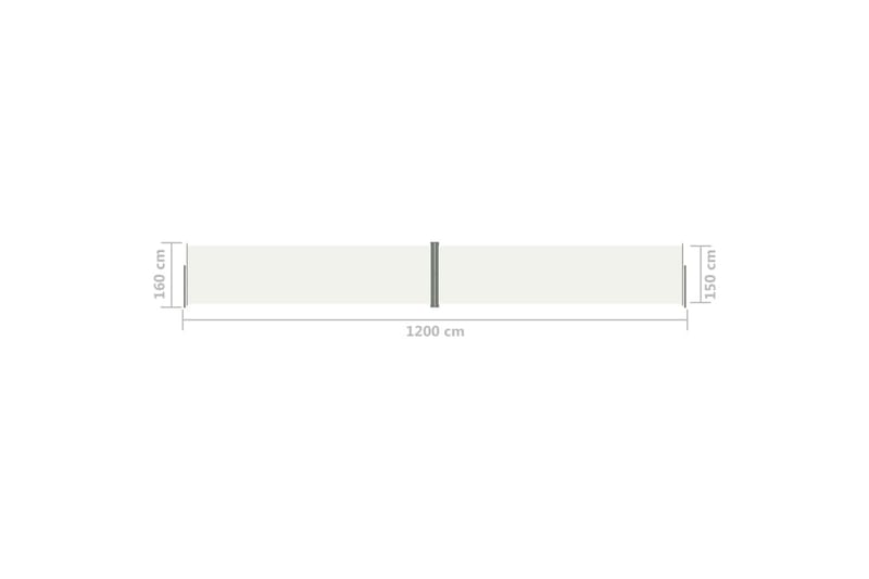 Infällbar sidomarkis gräddvit 160x1200 cm - Vit - Utemöbler - Solskydd - Markiser - Sidomarkis