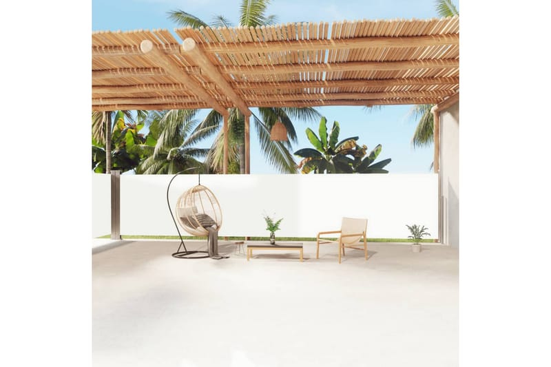 Infällbar sidomarkis gräddvit 160x1200 cm - Vit - Utemöbler - Solskydd - Markiser - Sidomarkis