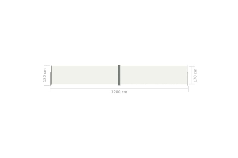 Infällbar sidomarkis gräddvit 180x1200 cm - Vit - Utemöbler - Solskydd - Markiser - Sidomarkis