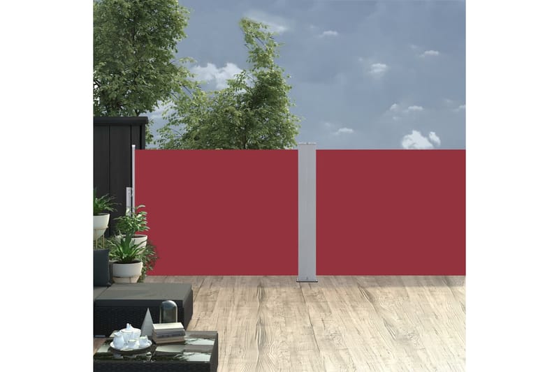 Infällbar sidomarkis röd 100x1000 cm - Röd - Utemöbler - Solskydd - Markiser - Sidomarkis