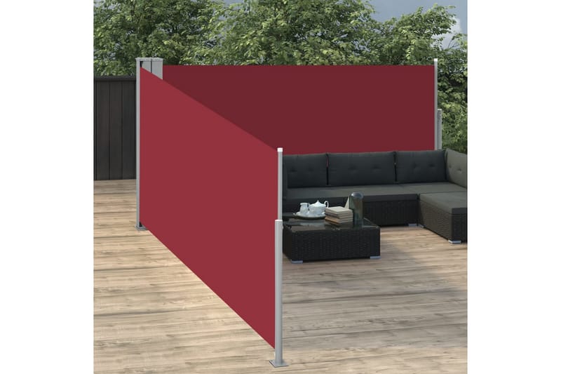 Infällbar sidomarkis röd 100x1000 cm - Röd - Utemöbler - Solskydd - Markiser - Sidomarkis