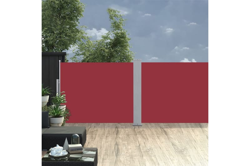 Infällbar sidomarkis röd 140x1000 cm - Röd - Utemöbler - Solskydd - Markiser - Sidomarkis