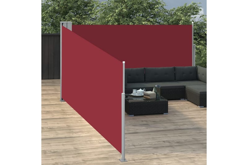 Infällbar sidomarkis röd 140x1000 cm - Röd - Utemöbler - Solskydd - Markiser - Sidomarkis