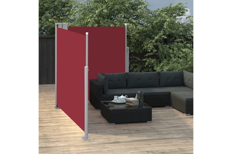 Infällbar sidomarkis röd 140x600 cm - Röd - Utemöbler - Solskydd - Markiser - Sidomarkis