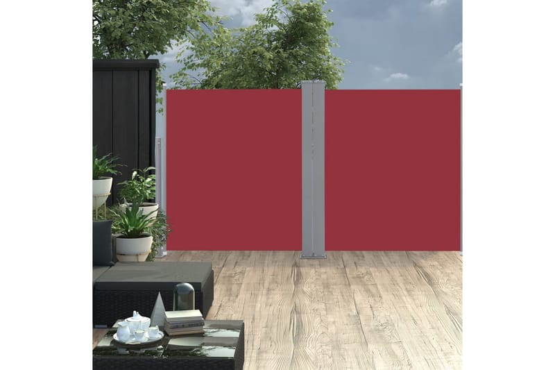 Infällbar sidomarkis röd 140x600 cm - Röd - Sidomarkis - Skärmskydd & vindskydd - Markiser