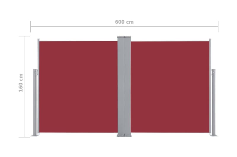 Infällbar sidomarkis röd 160x600 cm - Röd - Utemöbler - Solskydd - Markiser - Sidomarkis