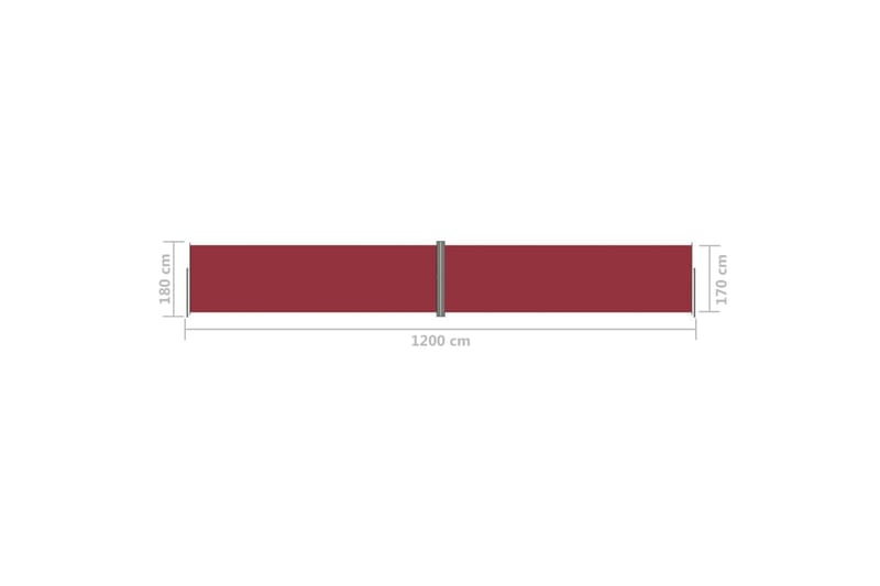Infällbar sidomarkis röd 180x1200 cm - Röd - Utemöbler - Solskydd - Markiser - Sidomarkis