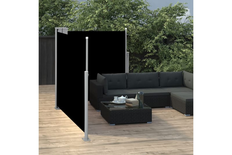 Infällbar sidomarkis svart 100x600 cm - Svart - Utemöbler - Solskydd - Markiser - Sidomarkis