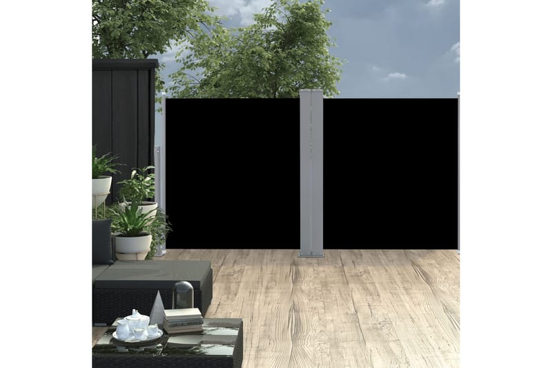 Infällbar sidomarkis svart 100x600 cm - Svart - Utemöbler - Solskydd - Markiser - Sidomarkis