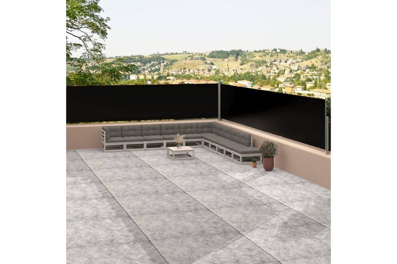 Infällbar sidomarkis svart 117x1200 cm - Svart - Utemöbler - Solskydd - Markiser - Sidomarkis