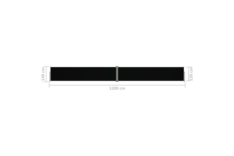Infällbar sidomarkis svart 140x1200 cm - Svart - Utemöbler - Solskydd - Markiser - Sidomarkis