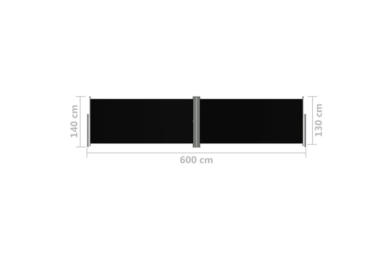 Infällbar sidomarkis svart 140x600 cm - Svart - Utemöbler - Solskydd - Markiser - Sidomarkis