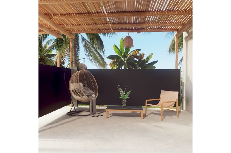 Infällbar sidomarkis svart 140x600 cm - Svart - Utemöbler - Solskydd - Markiser - Sidomarkis