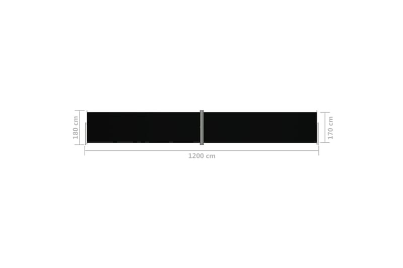 Infällbar sidomarkis svart 180x1200 cm - Svart - Utemöbler - Solskydd - Markiser - Sidomarkis