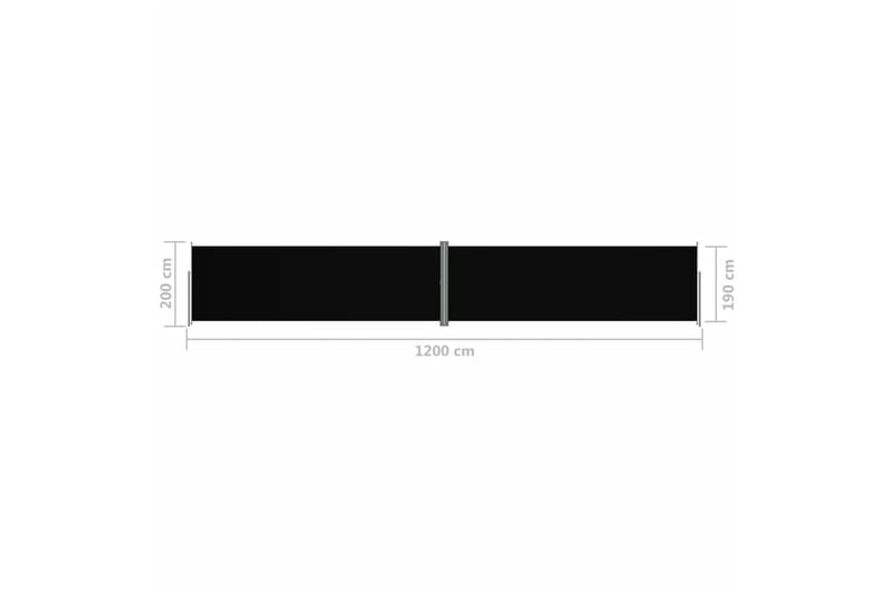 Infällbar sidomarkis svart 200x1200 cm - Svart - Utemöbler - Solskydd - Markiser - Sidomarkis