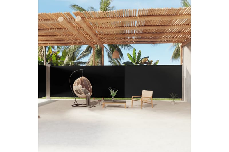 Infällbar sidomarkis svart 200x1200 cm - Svart - Utemöbler - Solskydd - Markiser - Sidomarkis