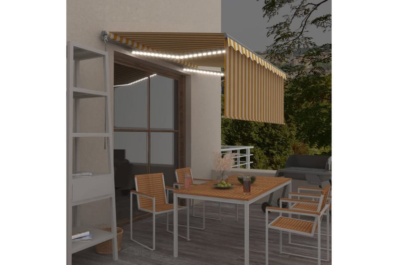 Manuell infällbar markis m rullgardin och LED 3x2,5m gul och - Gul - Utemöbler - Solskydd - Markiser - Fönstermarkis